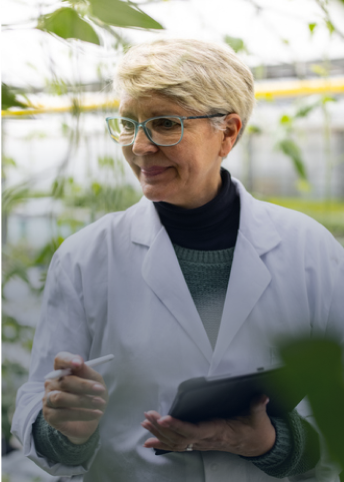 Doctor outside in a garden